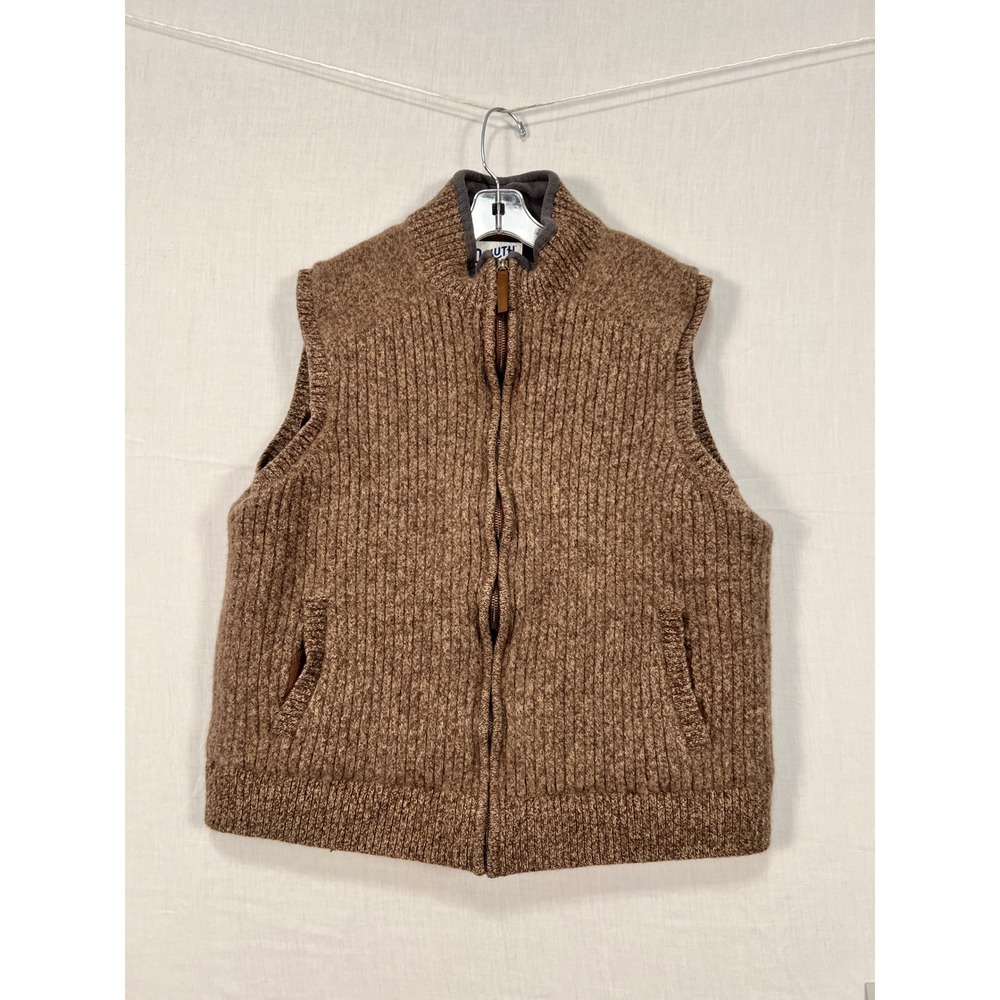 Duluth Trading Co Brown Shetland Wool Ribbed Full Zip Sweater Vest XL